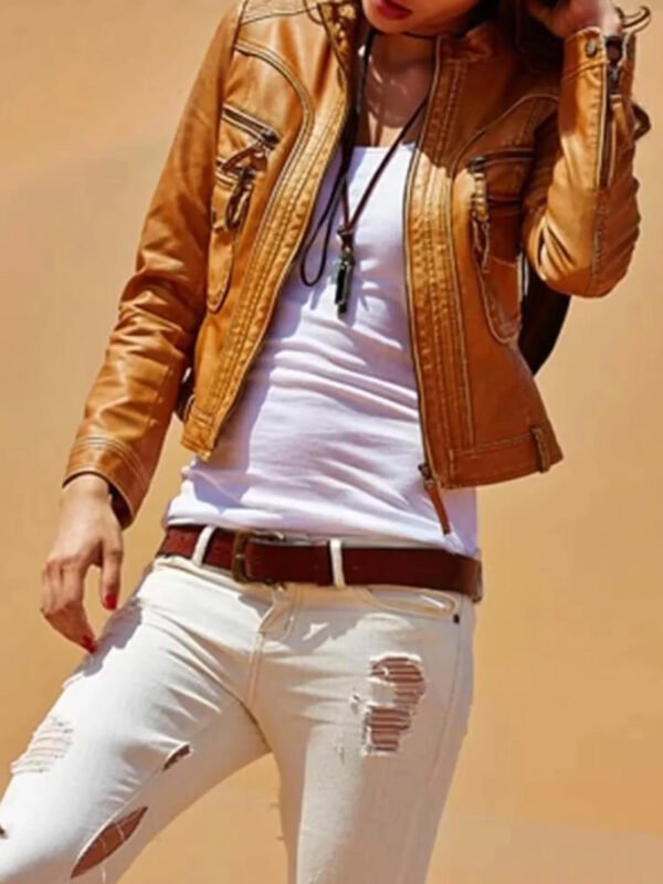 Women's Genuine Lambskin Leather Motorcycle Slim fit Designer Biker Jacket