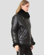 Women's Genuine Shearling Leather Jacket in Black