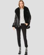 Women's Genuine Shearling Leather Jacket in Black