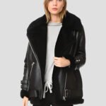 Women's Genuine Shearling Leather Jacket in Black