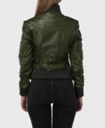 Women's Green Bomber Leather Jacket