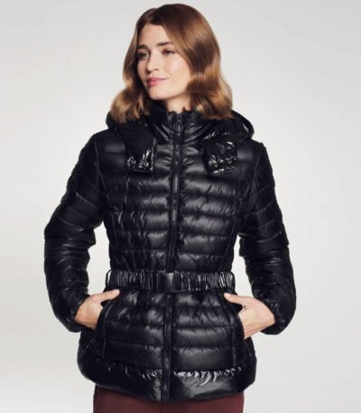 Womens Insulated With Hood and Belt Jacket