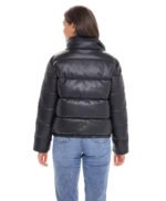 Women's Leather Puffer Jacket