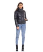 Women's Leather Puffer Jacket