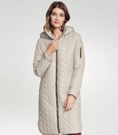 Womens Light beige Packable Hooded Coat
