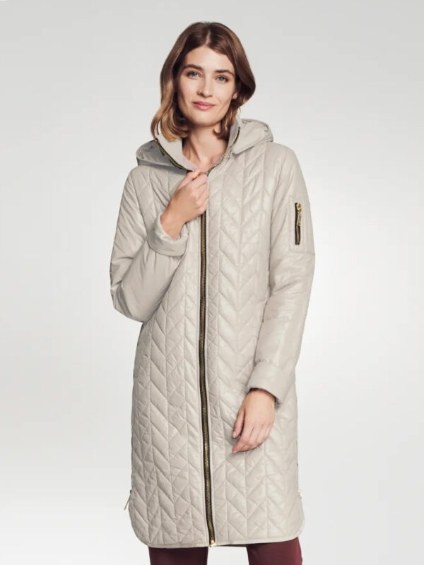Womens Light beige Packable Hooded Coat