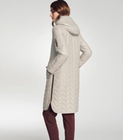 Womens Light beige Packable Hooded Coat