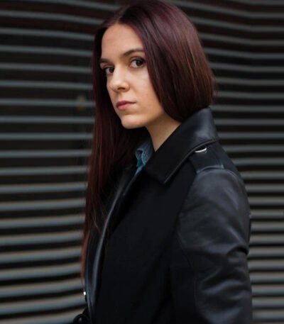 Women's Long Leather and Wool Coat