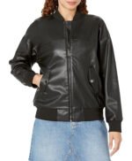 Women's Loose Fit Vegan Bomber Leather Jacket