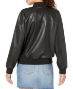 Women's Loose Fit Vegan Bomber Leather Jacket