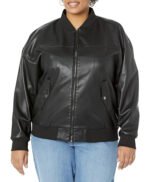 Women's Loose Fit Vegan Bomber Leather Jacket