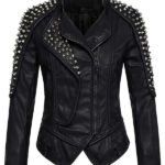 Womens Punk Stylish Studded Leather Jacket