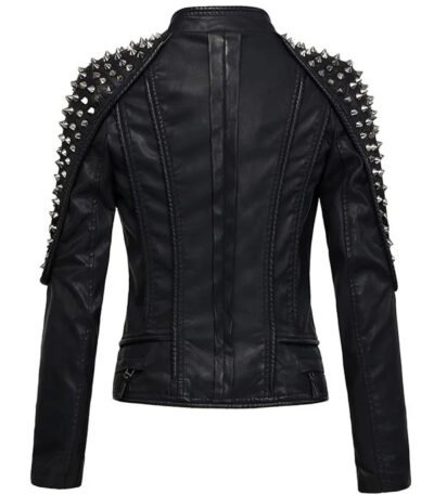 Womens Punk Stylish Studded Leather Jacket