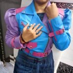 Womens Purple Blue And Pink 3 Color Leather Jacket