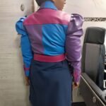 Womens Purple Blue And Pink 3 Color Leather Jacket
