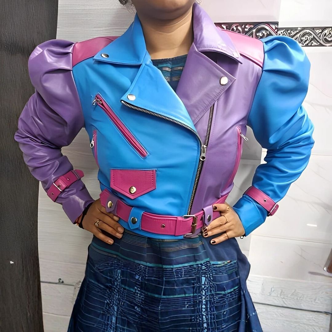 Womens Purple Blue And Pink 3 Color Leather Jacket Womens Purple Blue And Pink 3 Color Leather Jacket