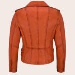 Women's Real Leather Cross Zip Multi Zip Biker Jacket