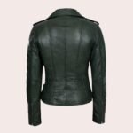 Women's Real Leather Cross Zip Multi Zip Biker Jacket