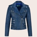 Women's Real Leather Cross Zip Multi Zip Biker Jacket