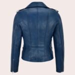 Women's Real Leather Cross Zip Multi Zip Biker Jacket