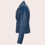 Women's Real Leather Cross Zip Multi Zip Biker Jacket