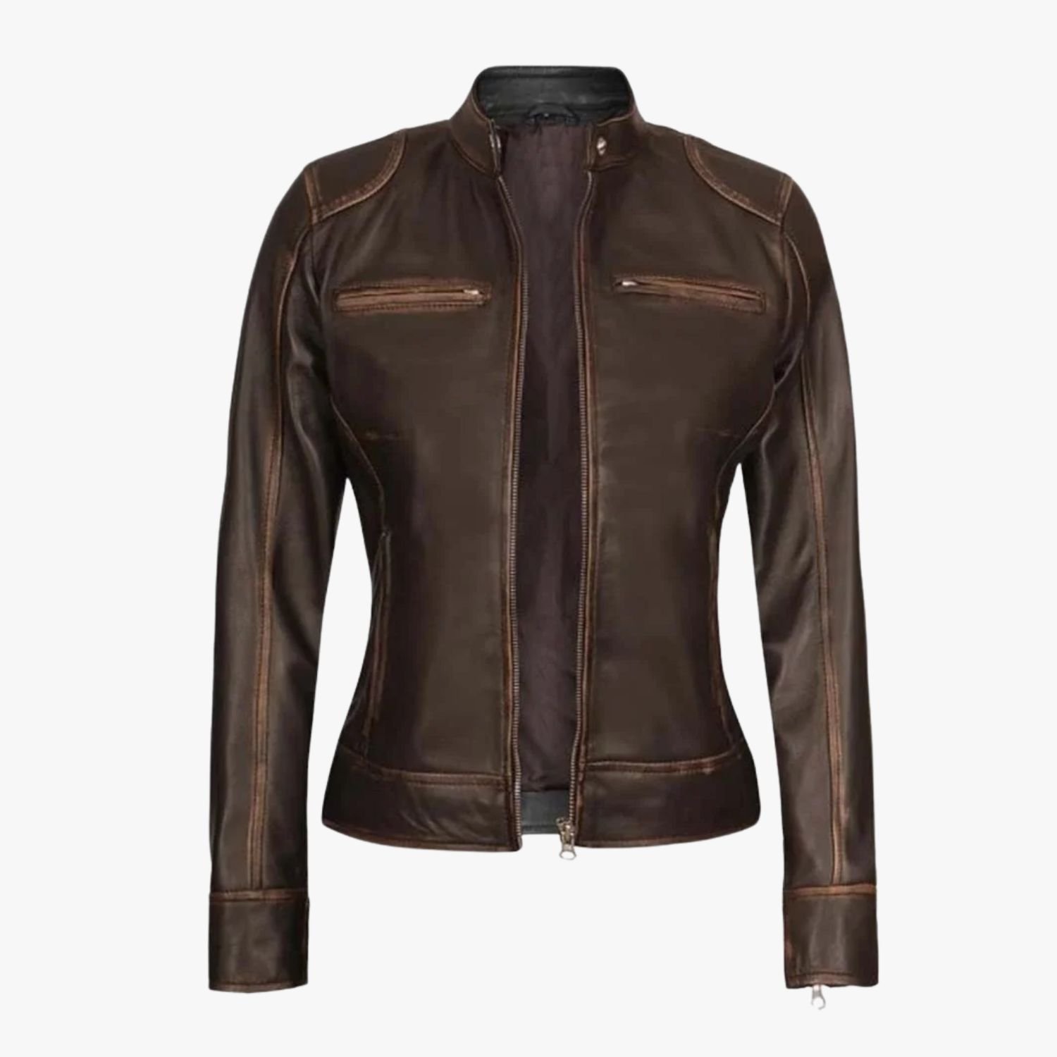 Womens Rub Off Brown Vintage Leather Jacket Womens Rub Off Brown Vintage Leather Jacket