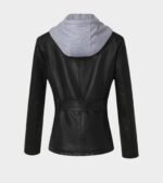 Womens Slim Hooded Real Leather Jacket