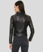 Womens Studded Black Leather Motorcycle Jacket