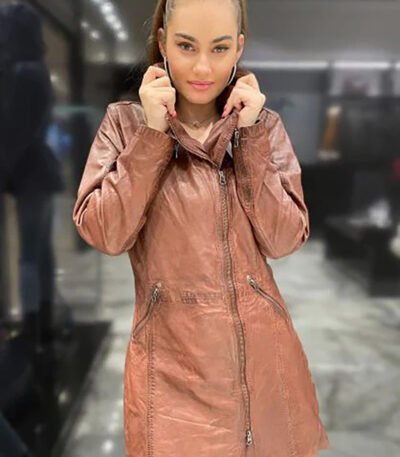 Women's Stylish Long Leather Coat