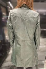 Women's Stylish Long Leather Coat