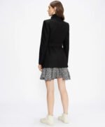 Women's Wrap Short Style Black Wool Coat