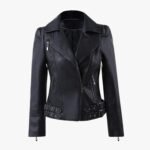 Womens Zip Up Moto Biker Leather Jacket