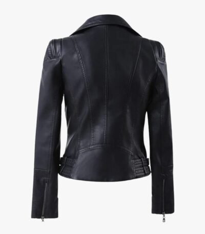 Womens Zip Up Moto Biker Leather Jacket