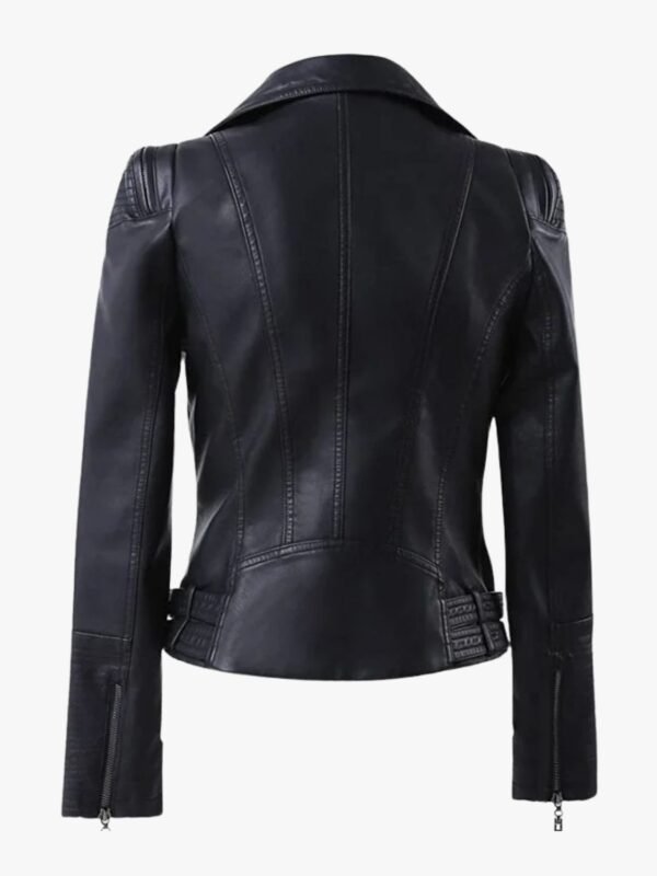 Womens Zip Up Moto Biker Leather Jacket