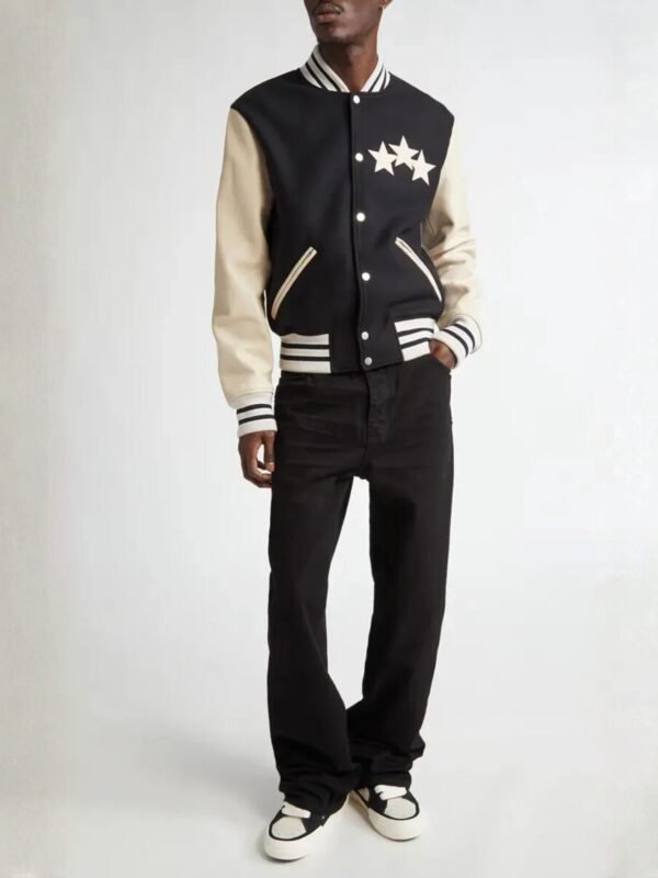 Wool Blend & Leather Varsity Jacket