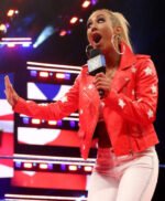 Wrestler Carmella Red Leather Jacket