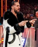 Wrestler Seth Colby Lopez Black Fur Collar White Coat