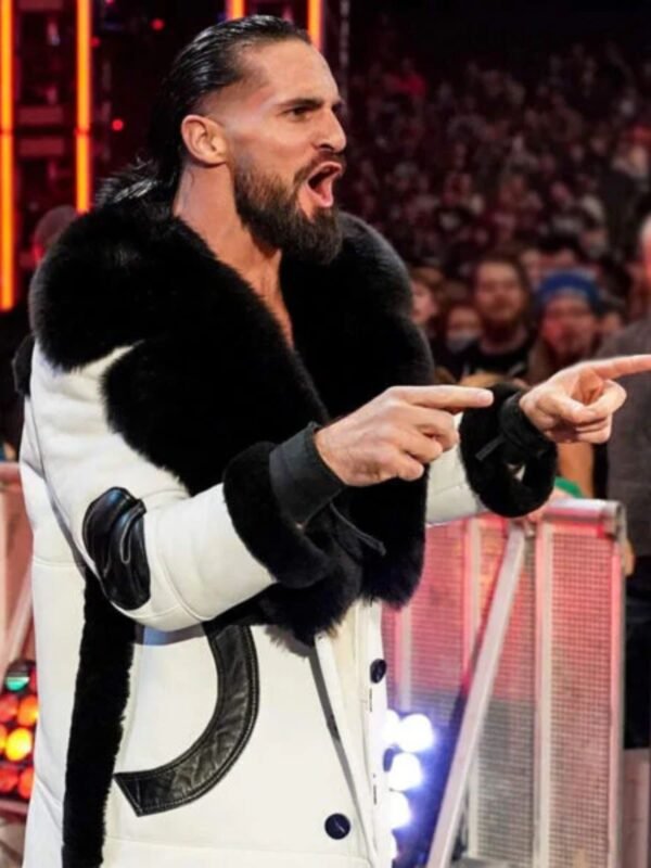 Wrestler Seth Colby Lopez Black Fur Collar White Coat