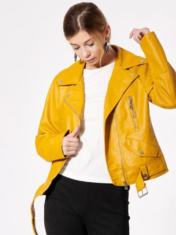 Yellow Leather Jacket for Women