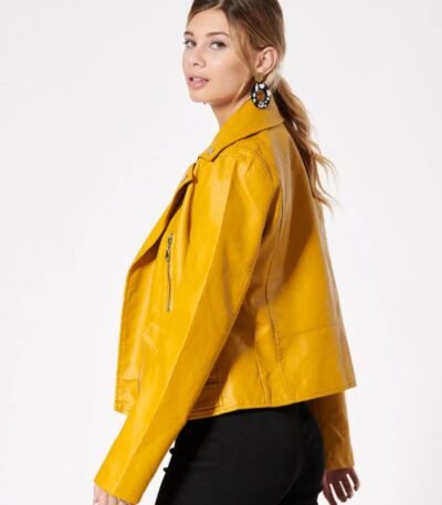 Yellow Leather Jacket for Women