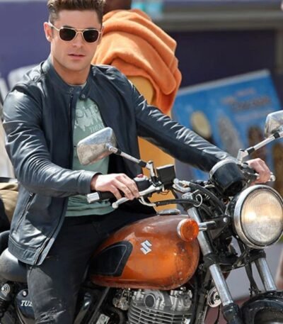 Zac Efron Baywatch Black Leather Jacket