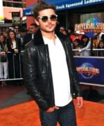 Zac Efron Black Leather Faux Fur Collar Jacket