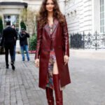 Zendaya Coleman Leather Trench Coat For Women