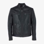 Zipped Motorcycle Style Leather Jacket
