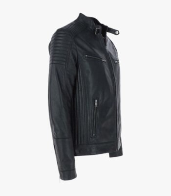 Zipped Motorcycle Style Leather Jacket