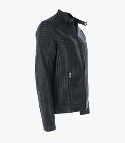 Zipped Motorcycle Style Leather Jacket