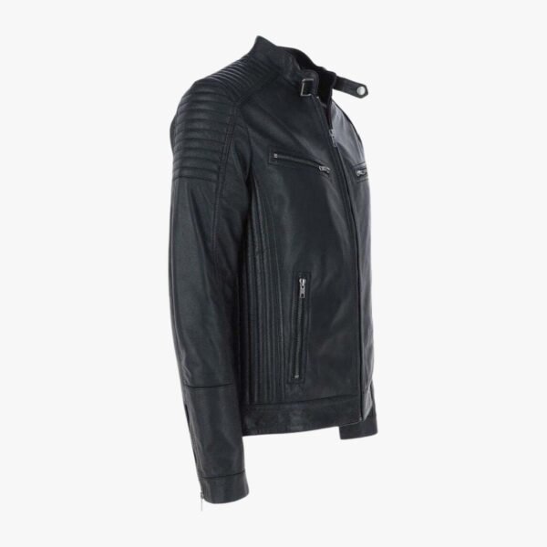 Zipped Motorcycle Style Leather Jacket