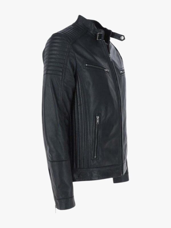 Zipped Motorcycle Style Leather Jacket