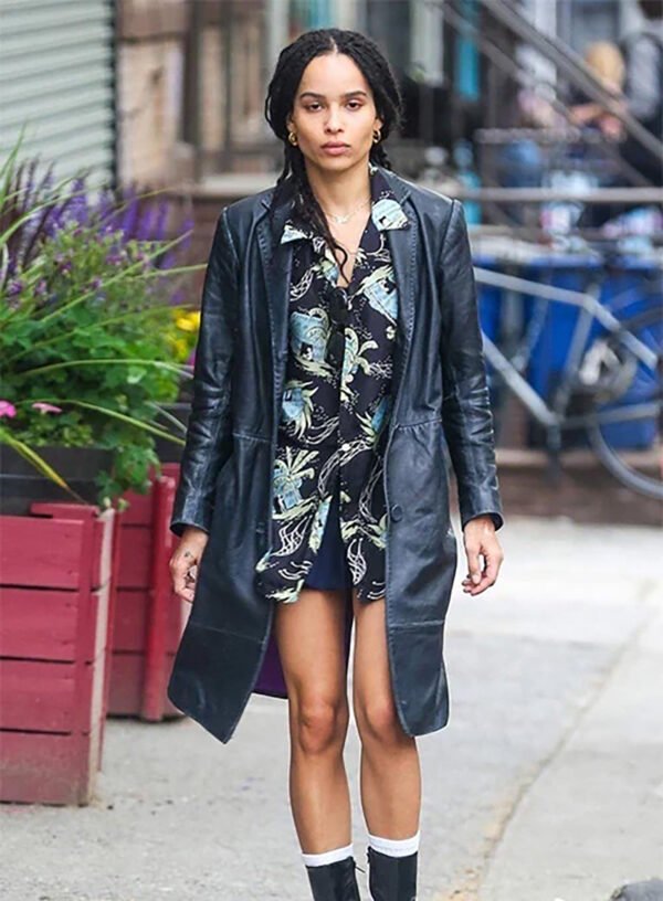 Zoë Kravitz Long Leather Coat