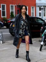 Zoë Kravitz Long Leather Coat